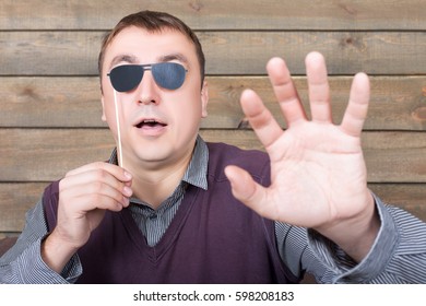 Man With Sunglasses Represents The Blind Person