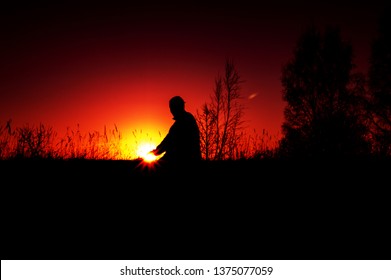 man at sunset