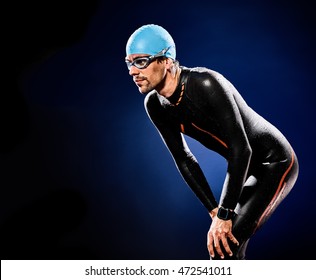 Man Swimmer Swimming  Triathlon Ironman Isolated