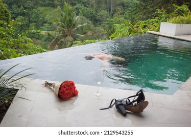 Man Swimming After Wild Party To Get Rid Of Hangover.