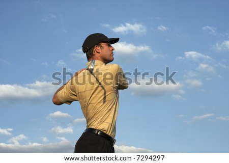 Man Swinging Golf Club Late After Stock Photo Edit Now