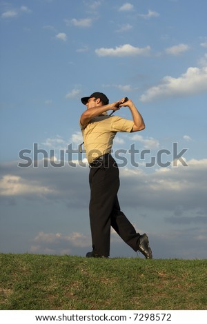 Man Swinging Golf Club Late After Stock Photo Edit Now