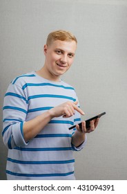 man with tablet