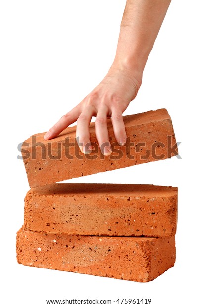 Man Takes Brick Isolated On White Stock Photo 475961419 | Shutterstock