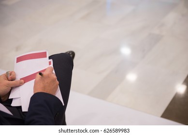 MAN taking notes