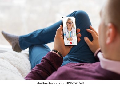 Man Talking With Doctor On Video Call