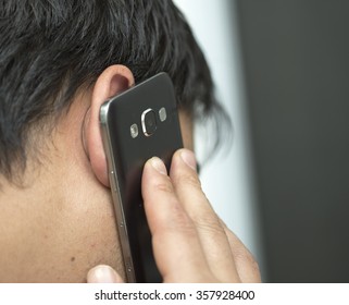 Man Talking On The Phone Close Up Shot
