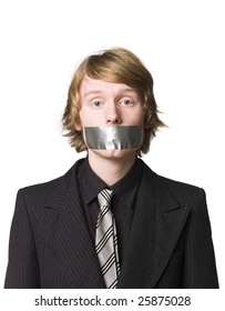 Man With Tape Over His Mouth