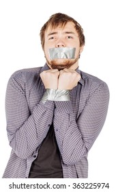 Man With Tape Over His Mouth