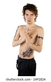 Man with tattoos posing