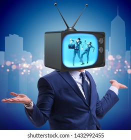 Man Television Head Tv Addiction Concept Stock Photo 1432992455 ...