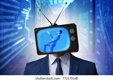 Man Television Head Tv Addiction Concept Stock Photo 1438494257 ...