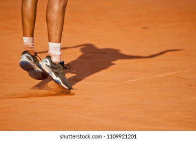 Man Tennis Player Jump At The Service