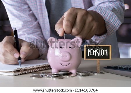 man think save Positive  pension Happiness money saving for Retirement financial