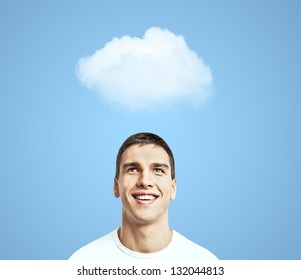 Man Thinking And Cloud Over Head