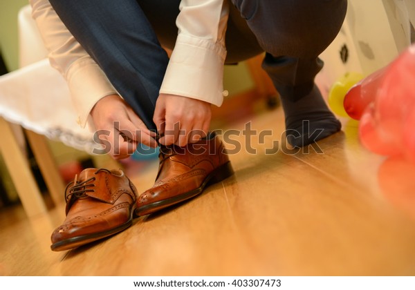 Man Tied Shoelace Natural Light Stock Photo 403307473 Shutterstock