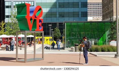 Man Took A Photo Of Love Sign In Philladelphia, Pennsylvania, USA On September 27, 2018 