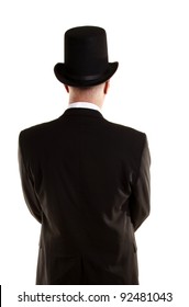 Man with top hat view from back
