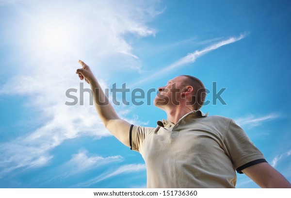 Man Touch Sun Conceptual Scene Stock Photo 151736360 | Shutterstock