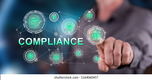 Man Touching Compliance Concept On Touch Stock Photo 1164060457 