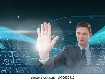 Man touching and interacting with transition effect