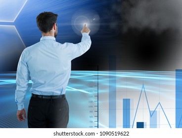 Man touching and interacting with transition effect