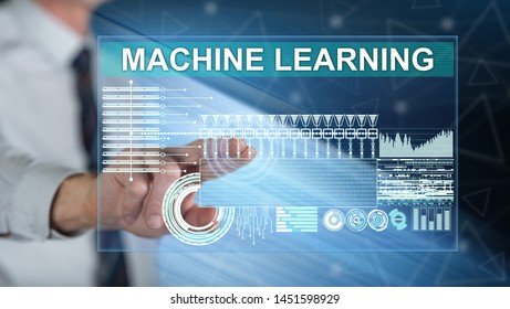 Man Touching Machine Learning Concept On Stock Photo 1451598929 ...