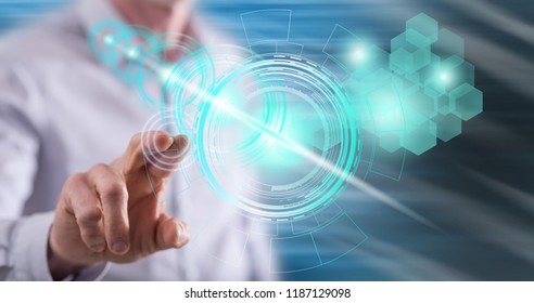 Man touching a technology concept on a touch screen with his finger - Shutterstock ID 1187129098