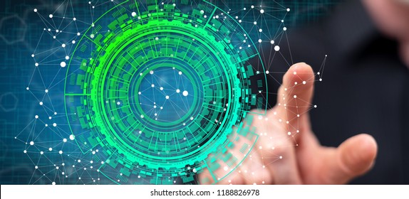 Man touching a technology concept on a touch screen with his finger - Shutterstock ID 1188826978