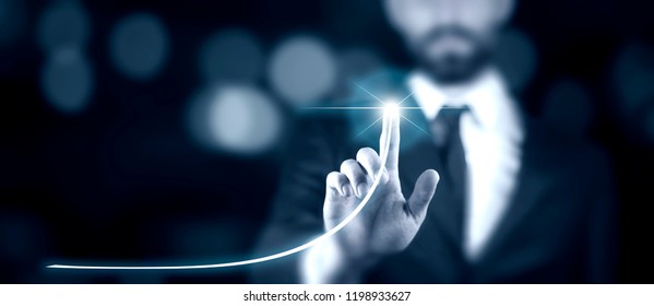 man touching virtual screen