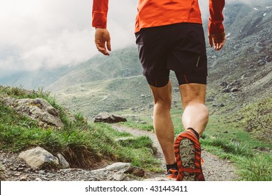 Man trail running in the mountain - Shutterstock ID 431443411