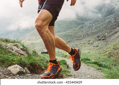 Man trail running in the mountain - Shutterstock ID 431443429