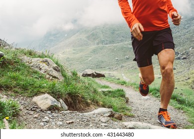 Man trail running in the mountain