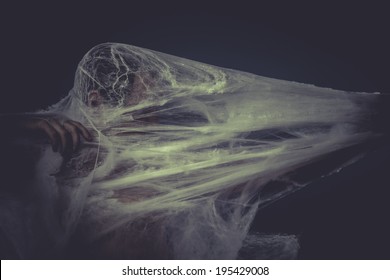 Man trapped in a spider web