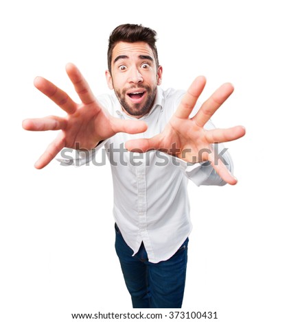 man trying to catch something