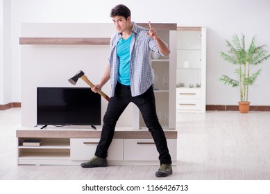 Man Trying Fix Broken Tv Stock Photo 1166426713 | Shutterstock