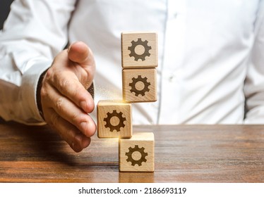 Man is trying to fix the process. Breakdown in the system. Find the broken part and make repairs. Determination and error correction. Deviation from the norm. Violation of order, malfunction failure.