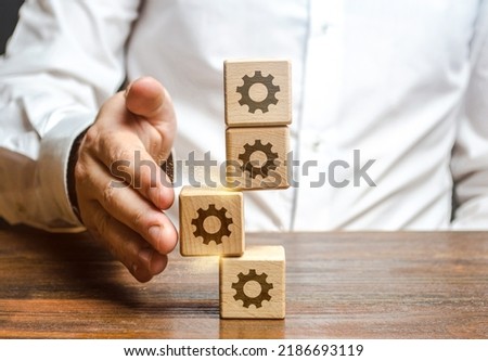 Man is trying to fix the process. Breakdown in the system. Find the broken part and make repairs. Determination and error correction. Deviation from the norm. Violation of order, malfunction failure.