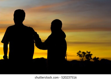 Man Two Women Stood Watching Sunset Stock Photo (edit Now) 520237516