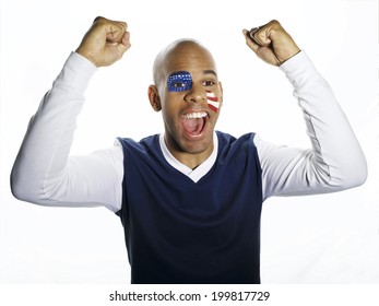 Man with USA flag painted on face - Powered by Shutterstock