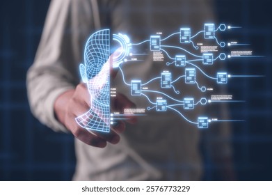 Man use technology to enhance global business capabilities, Modernization in Management Digital transformation AI technology strategy, Digitization and digitalization of business processes