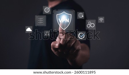 Man use VPN Remote Work and Freelancing modern Business with Smartphone and Computer Technology. Flexible office setups, freelance jobs, and digital workplace solutions.