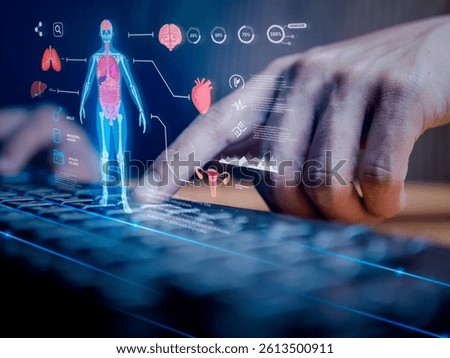 A man uses his computer for a real-time medical consultation, accessing live health data and expert advice. Online health tech enables instant, informed care from the comfort of home.