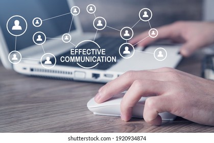 Man Using Computer. Effective Communication Concept