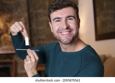 Man using coronavirus testing kit
