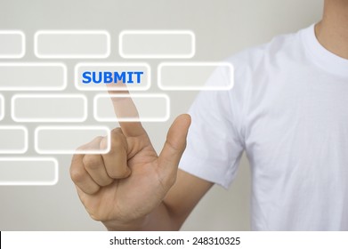 a man using digital interface with his fingers submit buttons