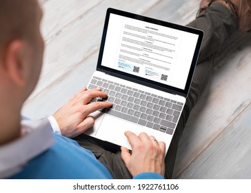 Man Using Digital Signature For Signing Contract On Computer