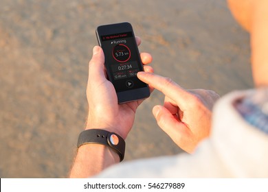 Man Using Fitness App