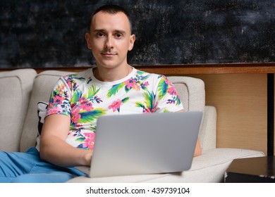 Man using laptop computer