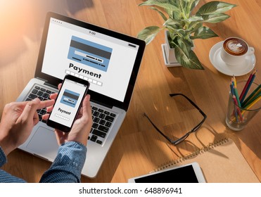 Man using mobile payments online shopping m-banking  Internet Global Marketing - Shutterstock ID 648896941